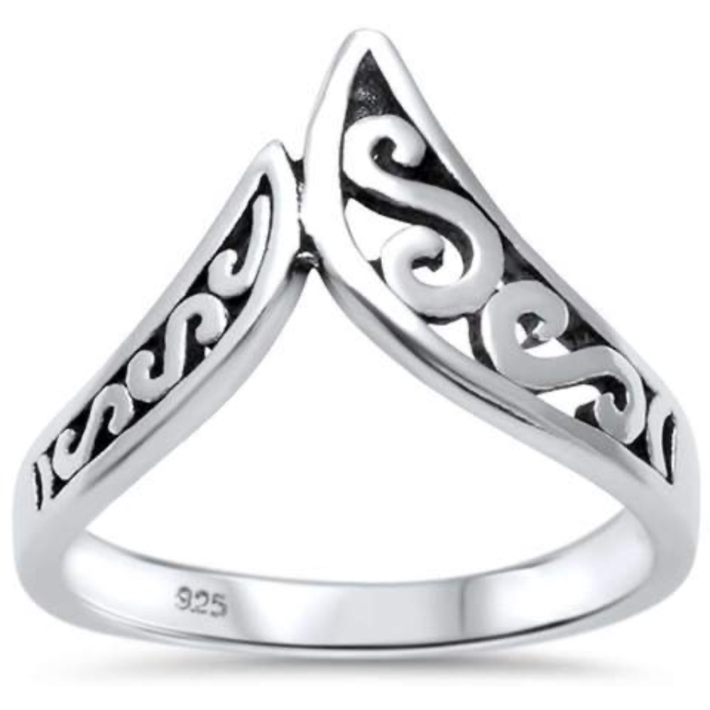 Womens Sterling Silver 925 Chevron Band Ring Size‎ 6